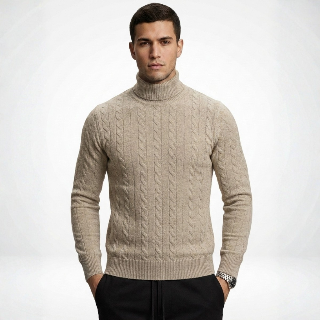 Onyx Zopfmuster-Rollkragenpullover