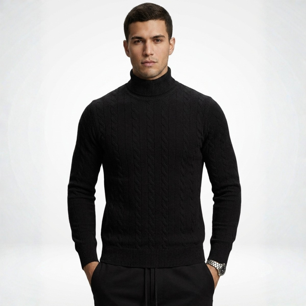 Onyx Zopfmuster-Rollkragenpullover